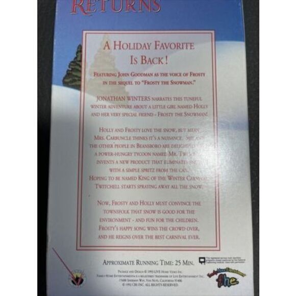Frosty Returns -Christmas Classics Series - VHS (1993) Golden Snowman Family EUC - Picture 4 of 7